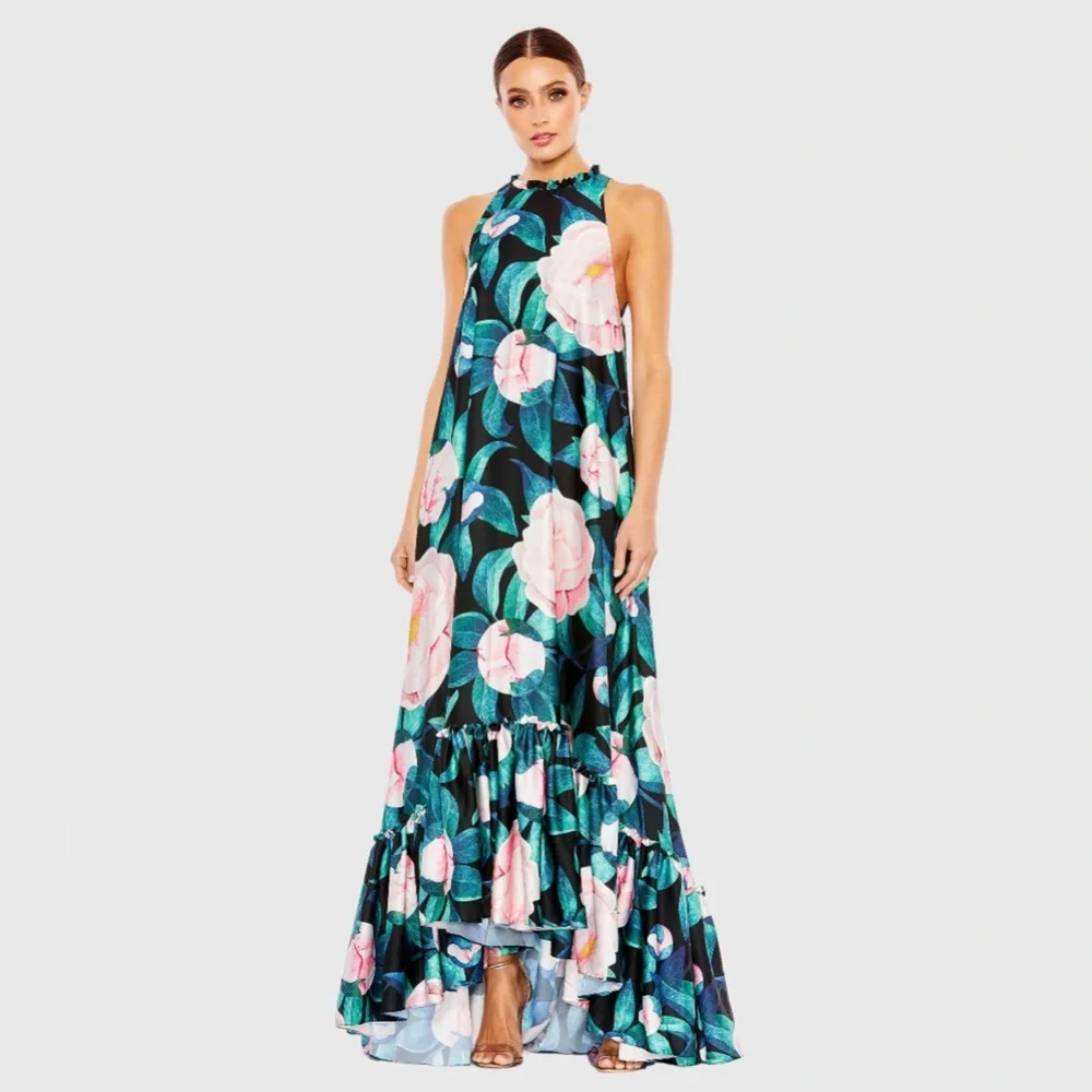 MAC DUGGAL
High Neck Floral Babydoll Long Dress - Picture 15 of 16